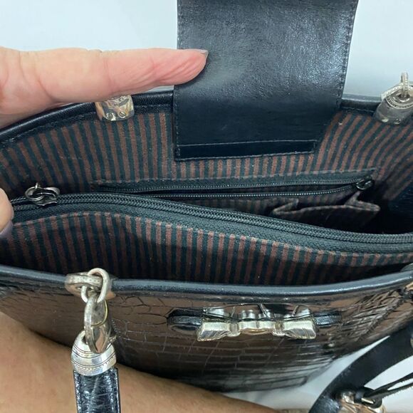 Authentic Brighton Leather Moc Croc Bucket Bag - Picture 12 of 15